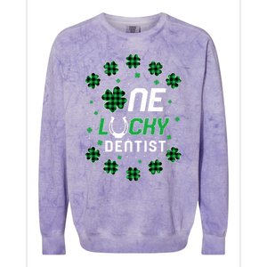 St Patricks Day Prek Kinder One Lucky Dentist Gift Colorblast Crewneck Sweatshirt