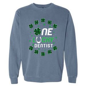 St Patricks Day Prek Kinder One Lucky Dentist Gift Garment-Dyed Sweatshirt