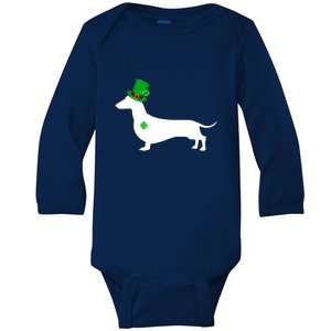 St Patrick’S Day Funny Dachshund Dog Shamrock Gift Baby Long Sleeve Bodysuit