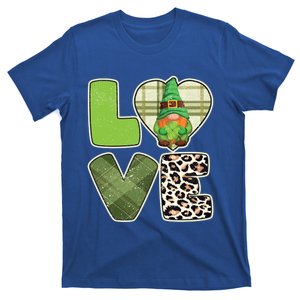 St Patricks Day Lucky Gnome Love Leopard Plaid Shamrock Gift T-Shirt