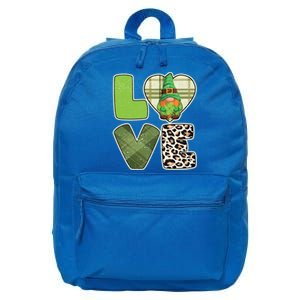 St Patricks Day Lucky Gnome Love Leopard Plaid Shamrock Gift 16 in Basic Backpack