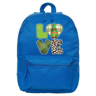 St Patricks Day Lucky Gnome Love Leopard Plaid Shamrock Gift 16 in Basic Backpack