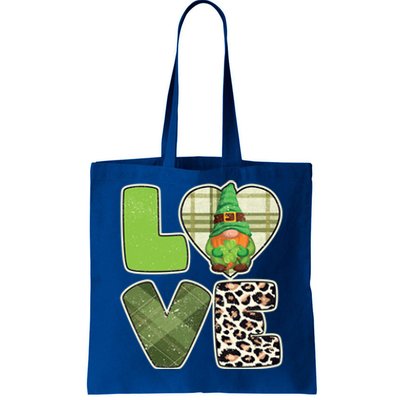 St Patricks Day Lucky Gnome Love Leopard Plaid Shamrock Gift Tote Bag