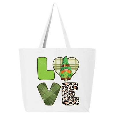 St Patricks Day Lucky Gnome Love Leopard Plaid Shamrock Gift 25L Jumbo Tote