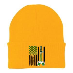 St. Patrick's Day Beer Tap USA American Flag Knit Cap Winter Beanie