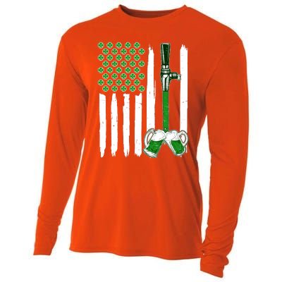 St. Patrick's Day Beer Tap USA American Flag Cooling Performance Long Sleeve Crew