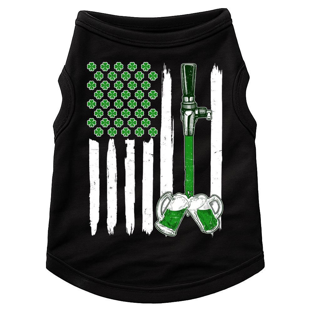 St. Patrick's Day Beer Tap USA American Flag Doggie Tank