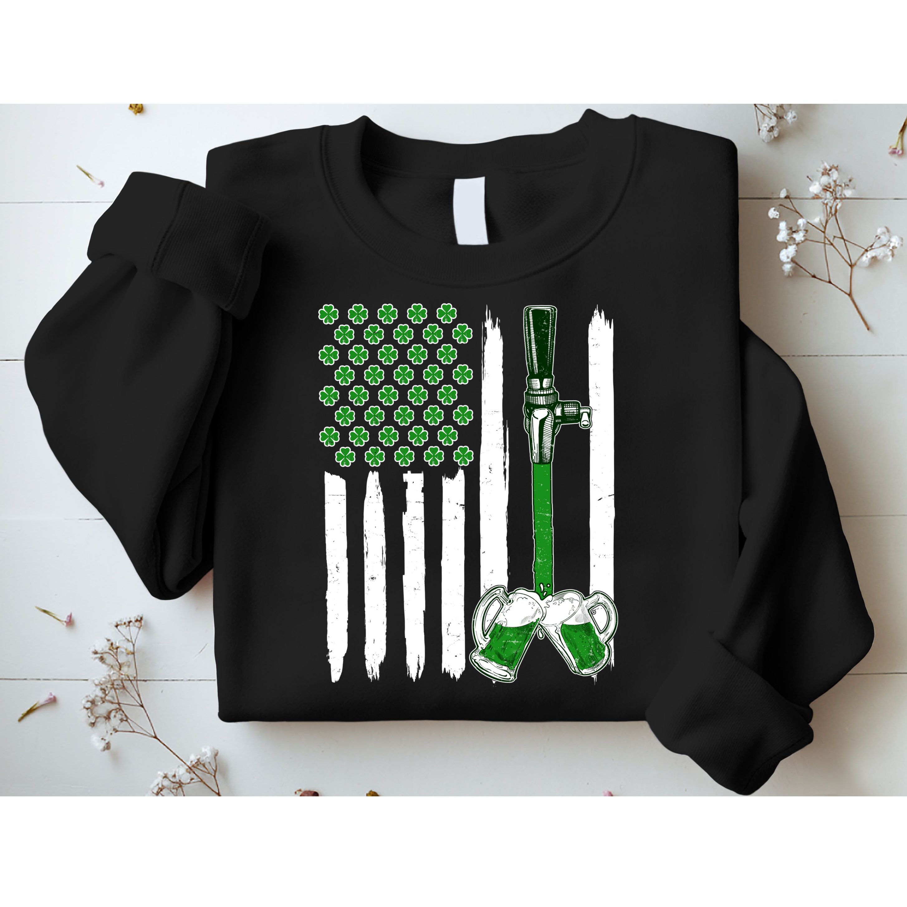 St. Patrick's Day Beer Tap USA American Flag Sweatshirt
