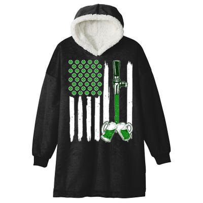 St. Patrick's Day Beer Tap USA American Flag Hooded Wearable Blanket