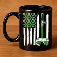 St. Patrick's Day Beer Tap USA American Flag 11oz C Handle Ceramic Mug