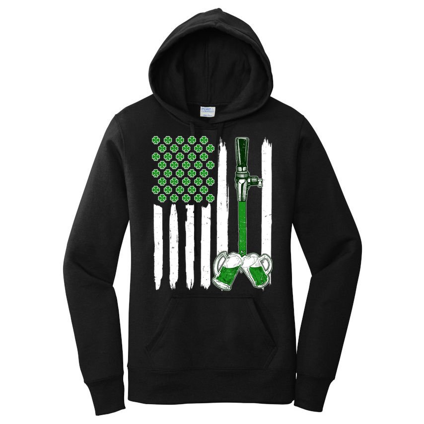 St. Patrick's Day Beer Tap USA American Flag Women's Pullover Hoodie