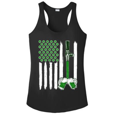 St. Patrick's Day Beer Tap USA American Flag Ladies PosiCharge Competitor Racerback Tank
