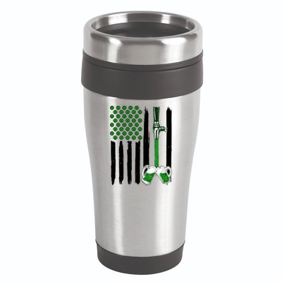 St. Patrick's Day Beer Tap USA American Flag 16oz Travel Tumbler