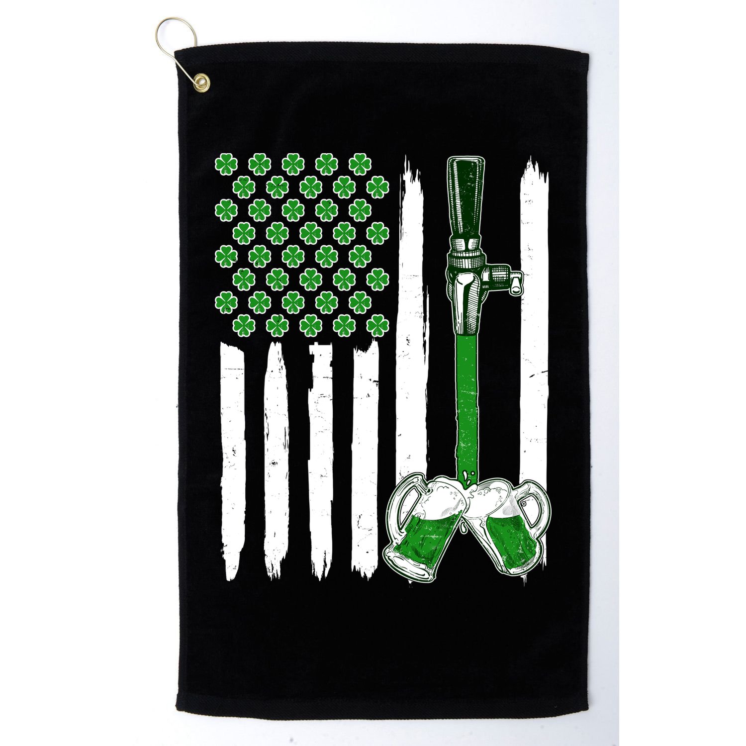 St. Patrick's Day Beer Tap USA American Flag Golf Towel