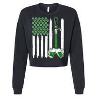 St. Patrick's Day Beer Tap USA American Flag Cropped Pullover Crew