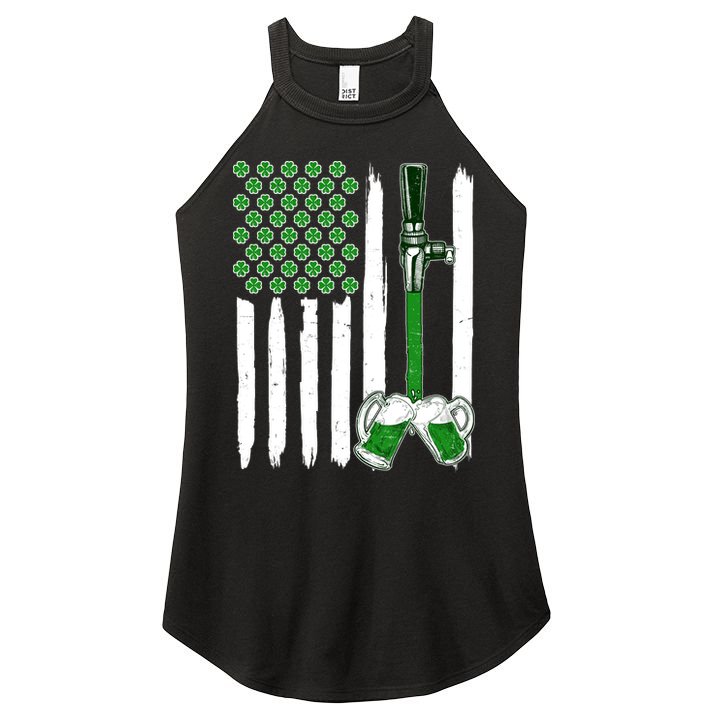 St. Patrick's Day Beer Tap USA American Flag Women's Perfect Tri Rocker Tank