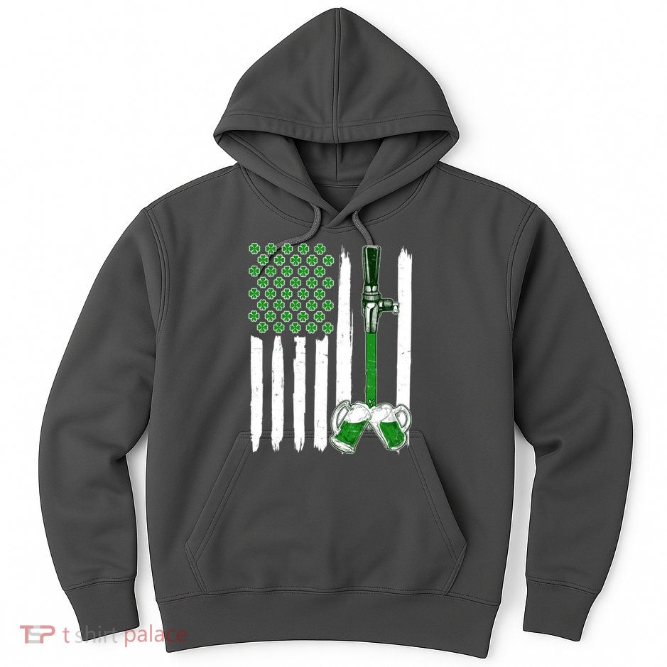 St. Patrick's Day Beer Tap USA American Flag Hoodie