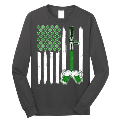 St. Patrick's Day Beer Tap USA American Flag Long Sleeve Shirt