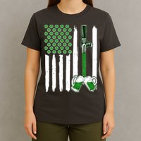 St. Patrick's Day Beer Tap USA American Flag T-Shirt