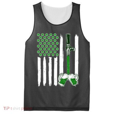 St. Patrick's Day Beer Tap USA American Flag Mesh Reversible Basketball Jersey Tank