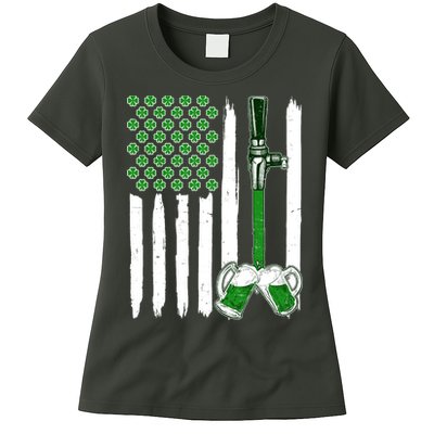 St. Patrick's Day Beer Tap USA American Flag Womens T-Shirt