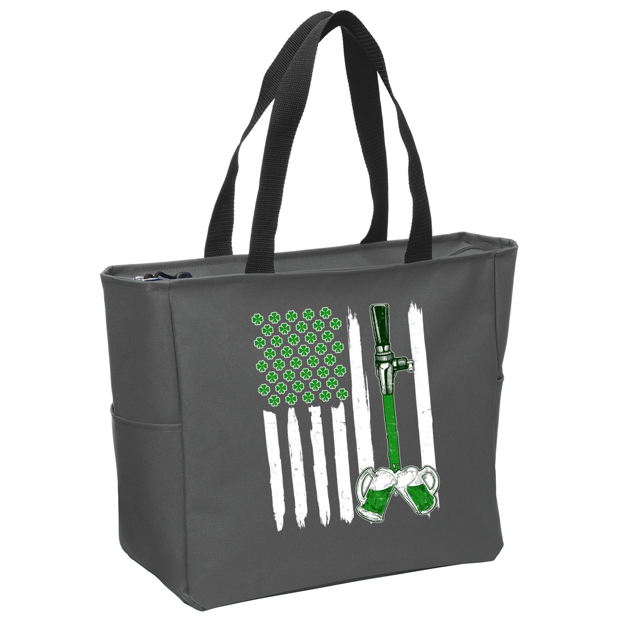 St. Patrick's Day Beer Tap USA American Flag Zip Tote Bag