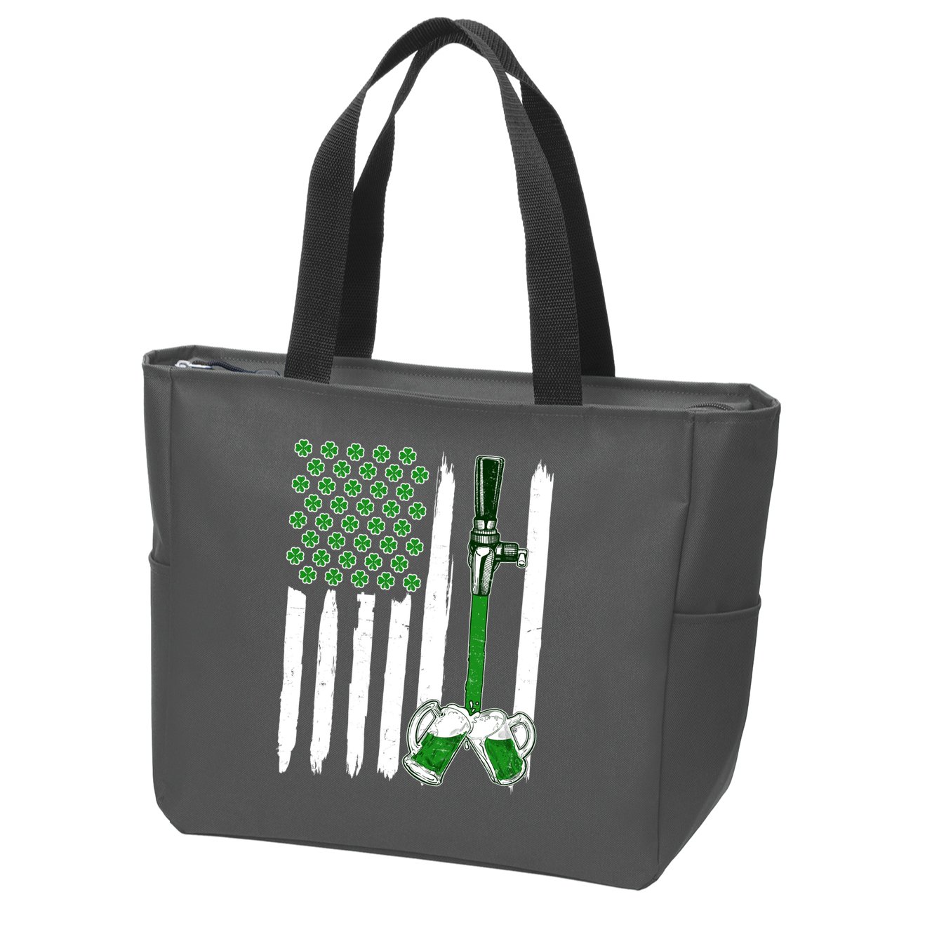 St. Patrick's Day Beer Tap USA American Flag Zip Tote Bag