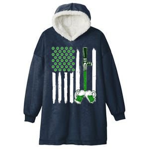 St. Patrick's Day Beer Tap USA American Flag Hooded Wearable Blanket