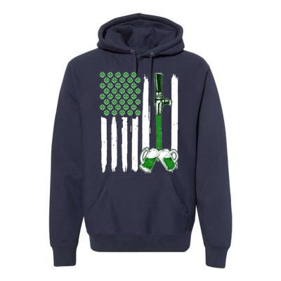 St. Patrick's Day Beer Tap USA American Flag Premium Hoodie