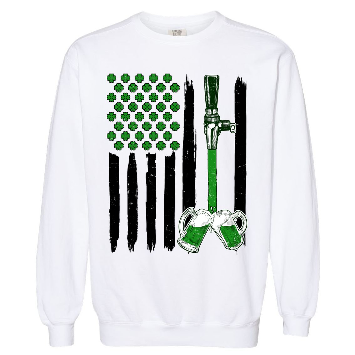 St. Patrick's Day Beer Tap USA American Flag Garment-Dyed Sweatshirt