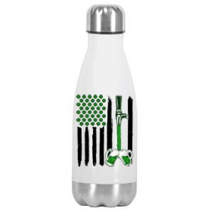 St. Patrick's Day Beer Tap USA American Flag Stainless Steel Insulated Water Bottle