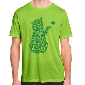 Saint Patrick's Day Cat Shamrock Kitten Lover Adult ChromaSoft Performance T-Shirt