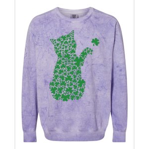 Saint Patrick's Day Cat Shamrock Kitten Lover Colorblast Crewneck Sweatshirt