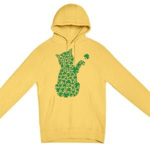 Saint Patrick's Day Cat Shamrock Kitten Lover Premium Pullover Hoodie