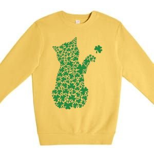 Saint Patrick's Day Cat Shamrock Kitten Lover Premium Crewneck Sweatshirt