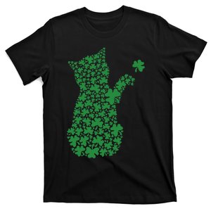 Saint Patrick's Day Cat Shamrock Kitten Lover T-Shirt