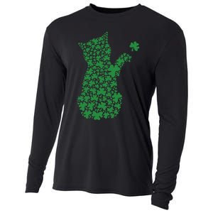 Saint Patrick's Day Cat Shamrock Kitten Lover Cooling Performance Long Sleeve Crew