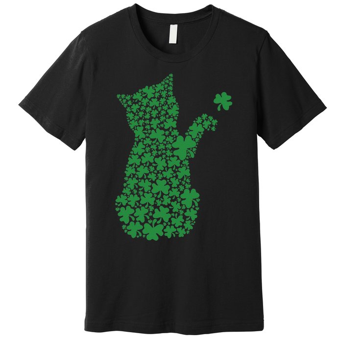 Saint Patrick's Day Cat Shamrock Kitten Lover Premium T-Shirt