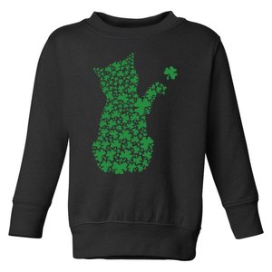 Saint Patrick's Day Cat Shamrock Kitten Lover Toddler Sweatshirt