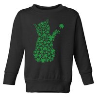 Saint Patrick's Day Cat Shamrock Kitten Lover Toddler Sweatshirt