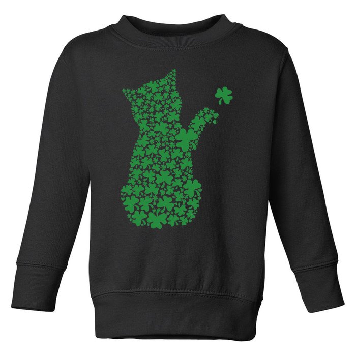 Saint Patrick's Day Cat Shamrock Kitten Lover Toddler Sweatshirt