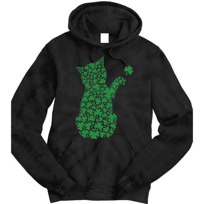 Saint Patrick's Day Cat Shamrock Kitten Lover Tie Dye Hoodie