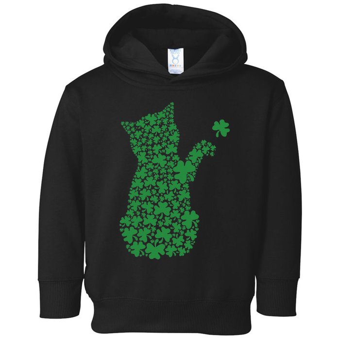 Saint Patrick's Day Cat Shamrock Kitten Lover Toddler Hoodie