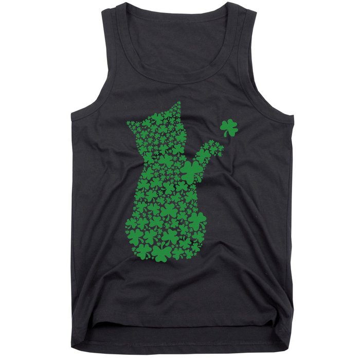 Saint Patrick's Day Cat Shamrock Kitten Lover Tank Top