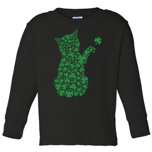 Saint Patrick's Day Cat Shamrock Kitten Lover Toddler Long Sleeve Shirt