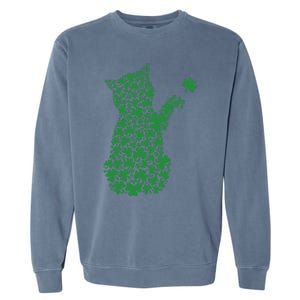 Saint Patrick's Day Cat Shamrock Kitten Lover Garment-Dyed Sweatshirt