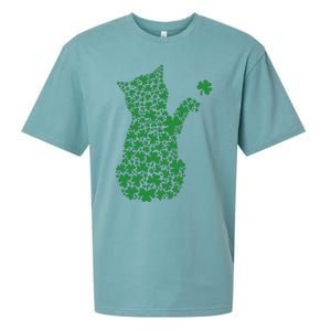 Saint Patrick's Day Cat Shamrock Kitten Lover Sueded Cloud Jersey T-Shirt