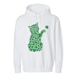 Saint Patrick's Day Cat Shamrock Kitten Lover Garment-Dyed Fleece Hoodie