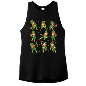 St Patricks Day Leprechaun Baseball Player Ladies PosiCharge Tri-Blend Wicking Tank