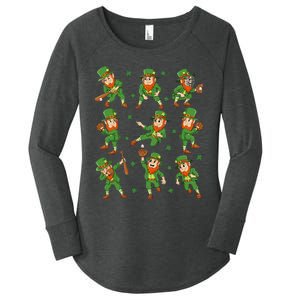 St Patricks Day Leprechaun Baseball Player Women's Perfect Tri Tunic Long Sleeve Shirt